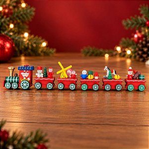 Enfeite Decorativo de Natal em Madeira - Trenzinho - 31cm - 1 unidade - Rizzo