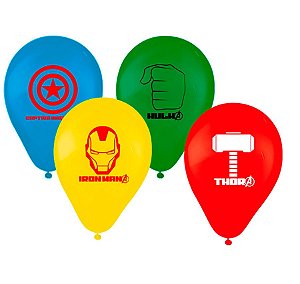 Balão Látex Redondo 9'' - Vingadores - 25 cm - 25 unidades - Regina - Rizzo