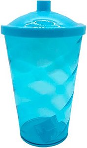 Copo Twister 400ml - Cristal Azul com Topo - 1 unidade - Rizzo