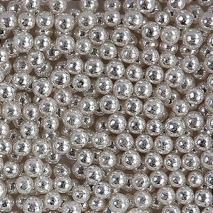 Confeito Sugar Beads Perolizado Prata - 4mm - Cromus Linha Profissional Allonsy - 1 unidade - Rizzo