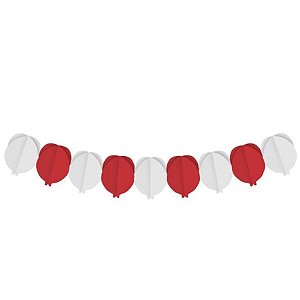 Faixa Decorativa - Balão 3D - Branco/Vermelho - 3,60 m - 1 unidade - Cromus - Rizzo