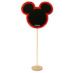 Mini Lousa C/ Haste Silhueta - Mickey Mouse - MDF - 1 unidade - Grintoy - Rizzo
