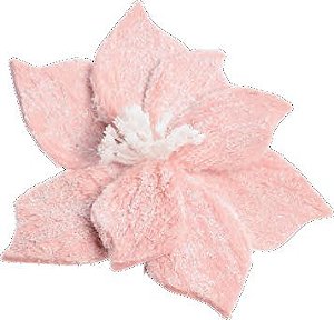 Galho Pick Poinsetia Decorativo - Pelucia Rosa com Semente - Cromus Natal - 1 unidade - Rizzo