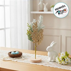 Galho Pick - Folha Verde/Ouro - 40cm - 1 unidade - Cromus - Rizzo