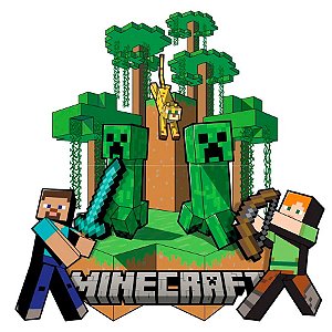 Quadrinhos Decorativos Festa Minecraft - 6 unidades - Junco - Rizzo Festas  - Rizzo Embalagens