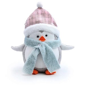 Enfeite de Natal Pinguim Com Gorro e Cachecol - 40cm  - 1 unidade - Cromus - Rizzo Embalagens