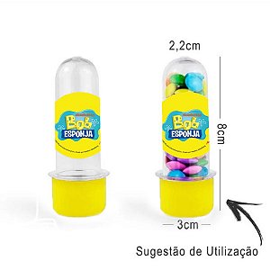 Mini Tubete Lembrancinha Amarelo - Festa Bob Esponja - 8cm - 20 unidades - Rizzo