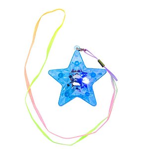 Colar Pisca com LED Colorido - Estrela Azul - 1 unidade - Rizzo