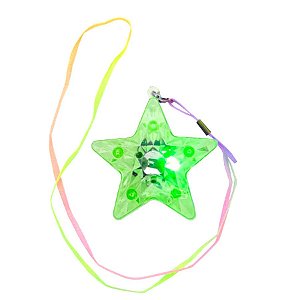 Colar Pisca com LED Colorido - Estrela Verde - 1 unidade - Rizzo