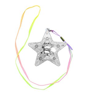 Colar Pisca com LED Colorido - Estrela Transparente - 1 unidade - Rizzo