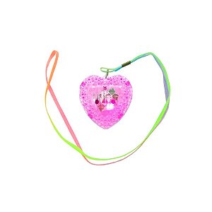 Colar Pisca com LED Colorido - Coração Rosa - 1 unidade - Rizzo