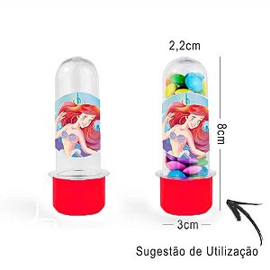 Mini Tubete Lembrancinha Vermelho - Festa Pequena Sereia - 8 cm - 20 unidades - Rizzo
