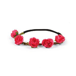 Tiara Floral Rosas c/ Elástico - 1 unidade - Cromus - Rizzo