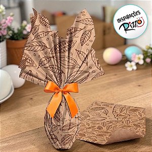 Folha para Ovos de Páscoa Papel Kraft Cacau - 69 x 89 cm - 5 unidades - Cromus Páscoa - Rizzo