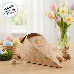 Caixa Cone - Kraft Cenoura - 6 x 6 x 14,5 cm - 10 unidades - Cromus Páscoa - Rizzo