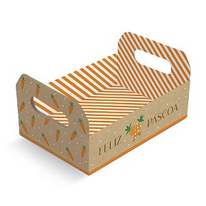 Caixote de Papel Mini - Kraft Cenoura - 13,2 x 9 x 6,5 cm - 10 unidades - Cromus Páscoa - Rizzo