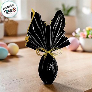 Folha para Ovos de Páscoa Double Face Acetinado Preto/Ouro 69 x 89 cm - 5 unidades - Cromus Páscoa - Rizzo