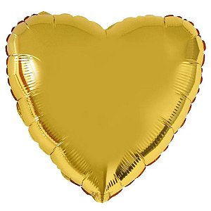 Balão de Festa Metalizado 20" 50cm - Coração Ouro - 1 unidade - Flexmetal - Rizzo