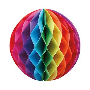 Globo de Papel Colméia Arco-irís 30cm - 1 unidade - Cromus  - Rizzo