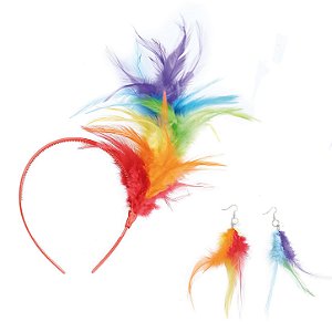 Kit Adereços - Carnaval - Penas Multicolor - 1 unidade - Cromus  - Rizzo
