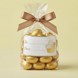 Adesivo "De/Para Páscoa" - Ref.2147 - Hot Stamping - Dourado - 40 unidades - Stickr - Rizzo