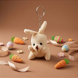 Chaveiro Coelho de Pelúcia Decorativo Bege - 1 unidade - Rizzo