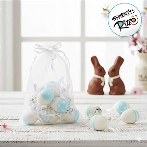 Saco de Ovinhos de Páscoa Decorativos Sortidos - Azul/Branco - 9 unidades - Cromus Páscoa - Rizzo