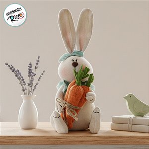 Coelho Decorativo Com 3 Cenouras - Terracota - 1 unidade - Cromus Páscoa - Rizzo