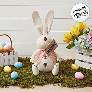 Coelho Decorativo Com Placa Welcome - Terracota - 1 unidade - Cromus Páscoa - Rizzo
