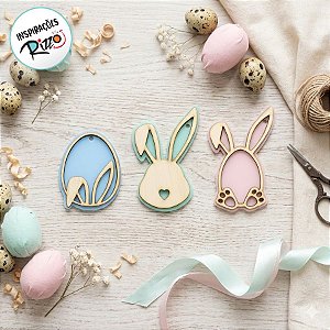 Tag de Páscoa Madeira Coelinhos - 3 unidades - Rizzo