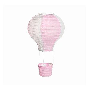 Lanterna de Papel Mini Balão Rosa e Branco - 1 unidade - Cromus - Rizzo