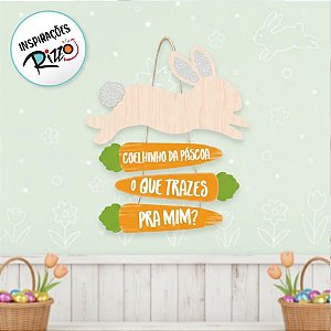 Placa Decorada de Páscoa Com Cenouras - 1 unidade - Grintoy - Rizzo
