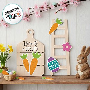 Placa Decorada Alimente o Coelho Com Escada - 2 unidades - Grintoy - Rizzo