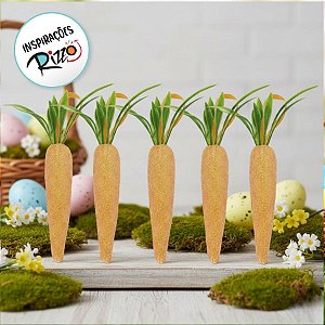Cenouras Decorativas M com Glitter - 6 unidades - Rizzo
