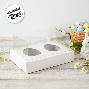 Caixa para 2 Meio Ovos de 100g a 150g com Moldura - Branca - 20x15,5x10cm - 5 unidades - Assk - Rizzo