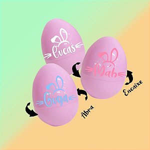 Ovo Surpresa c/ Encaixe Rosa Personalizável - Orelhinha - 1 unidade - Rizzo