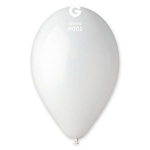 Balão de Festa Látex Liso - White (Branco) #001 -  Gemar - Rizzo