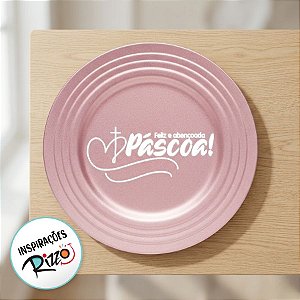 Sousplat Rosa Brilhante c/ Borda Listras - 1 unidade - Rizzo