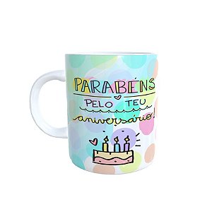 Caneca de Porcelana Parabéns Pelo Seu Aniversário - 1 unidade - Rizzo