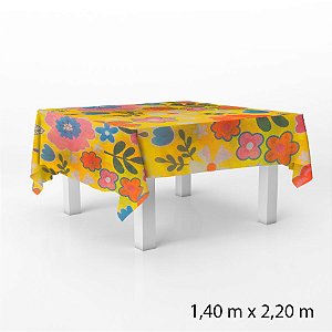 Toalha de Mesa em TNT - 1,40x2,20m - Amarelo com Flores - 1 unidade - Best Fest - Rizzo