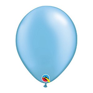Balão de Festa Látex Liso Pearl (Perolado) - Azure (Azul Celeste) - Qualatex - Rizzo