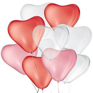 Balão de Festa Látex Coração - Sortido - São Roque - Rizzo Balões