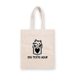 Sacola de Algodão Cru Personalizada Love Cat - 22cm x 33cm - 1 unidade - Rizzo