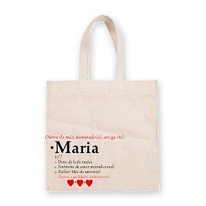 Sacola de Algodão Cru Personalizada - Sinônimos de Amor - 30cm x 36cm - 1 unidade - Rizzo