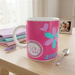 Caneca de Porcelana Mãe, Amamos Você - 1 unidade - Rizzo