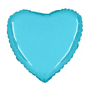 Balão de Festa Metalizado 20'' 50cm - Coração Azul Baby - 1 unidade - Flexmetal - Rizzo
