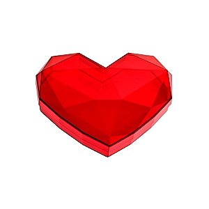 Caixa Acrílica Coração Lapidado - Vermelho - 1 unidade - Rizzo