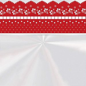 Saco Transparente Bordado Inglês Vermelho - 45x59cm - 25 unidades - Cromus - Rizzo