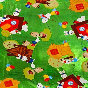 Folha para Ovos de Páscoa Metalizado Os 3 Coelhinhos Verde 69x89cm - 5 unidades - Cromus - Rizzo