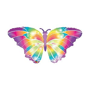 Balão de Festa Microfoil 44" - Borboleta Luminosa - 01 Unidade - Qualatex